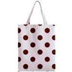 Polka Dots - Auburn Brown on White Zipper Classic Tote Bag