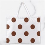 Polka Dots - Auburn Brown on White Zipper Large Tote Bag