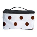 Polka Dots - Auburn Brown on White Cosmetic Storage Case