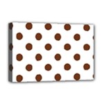 Polka Dots - Auburn Brown on White Deluxe Canvas 18  x 12  (Stretched)