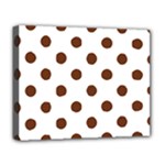 Polka Dots - Auburn Brown on White Deluxe Canvas 20  x 16  (Stretched)