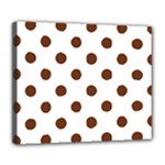 Polka Dots - Auburn Brown on White Deluxe Canvas 24  x 20  (Stretched)