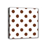 Polka Dots - Auburn Brown on White Mini Canvas 4  x 4  (Stretched)