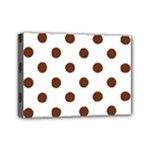 Polka Dots - Auburn Brown on White Mini Canvas 7  x 5  (Stretched)