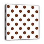 Polka Dots - Auburn Brown on White Mini Canvas 8  x 8  (Stretched)
