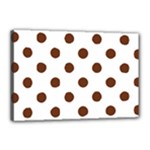 Polka Dots - Auburn Brown on White Canvas 18  x 12  (Stretched)