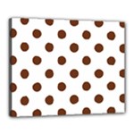Polka Dots - Auburn Brown on White Canvas 20  x 16  (Stretched)