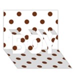 Polka Dots - Auburn Brown on White BOY 3D Greeting Card (7x5)