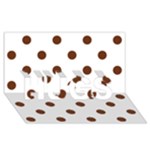 Polka Dots - Auburn Brown on White HUGS 3D Greeting Card (8x4)