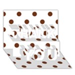 Polka Dots - Auburn Brown on White THANK YOU 3D Greeting Card (7x5)