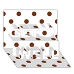 Polka Dots - Auburn Brown on White Get Well 3D Greeting Card (7x5)
