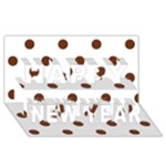 Polka Dots - Auburn Brown on White Happy New Year 3D Greeting Card (8x4)