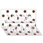Polka Dots - Auburn Brown on White Laugh Live Love 3D Greeting Card (8x4)