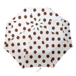 Polka Dots - Auburn Brown on White Folding Umbrella