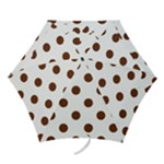 Polka Dots - Auburn Brown on White Mini Umbrella