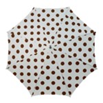 Polka Dots - Auburn Brown on White Golf Umbrella