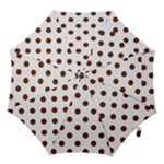 Polka Dots - Auburn Brown on White Hook Handle Umbrella (Small)