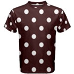 Polka Dots - White on Dark Sienna Brown Men s Cotton Tee