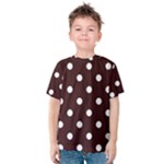 Polka Dots - White on Dark Sienna Brown Kid s Cotton Tee