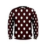 Polka Dots - White on Dark Sienna Brown Kid s Sweatshirt