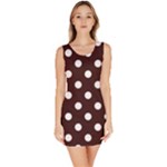 Polka Dots - White on Dark Sienna Brown Bodycon Dress