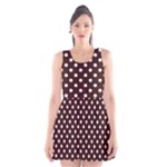 Polka Dots - White on Dark Sienna Brown Scoop Neck Skater Dress