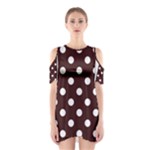 Polka Dots - White on Dark Sienna Brown Women s Cutout Shoulder Dress