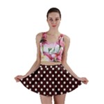 Polka Dots - White on Dark Sienna Brown Mini Skirt