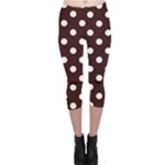Polka Dots - White on Dark Sienna Brown Capri Leggings
