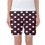 Polka Dots - White on Dark Sienna Brown Women s Basketball Shorts