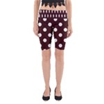Polka Dots - White on Dark Sienna Brown Yoga Cropped Leggings