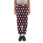 Polka Dots - White on Dark Sienna Brown Women s Jogger Sweatpants