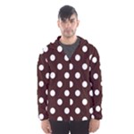 Polka Dots - White on Dark Sienna Brown Hooded Wind Breaker (Men)