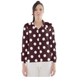 Polka Dots - White on Dark Sienna Brown Wind Breaker (Women)