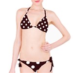 Polka Dots - White on Dark Sienna Brown Bikini Set