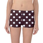 Polka Dots - White on Dark Sienna Brown Boyleg Bikini Bottoms