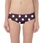 Polka Dots - White on Dark Sienna Brown Classic Bikini Bottoms