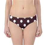 Polka Dots - White on Dark Sienna Brown Hipster Bikini Bottoms