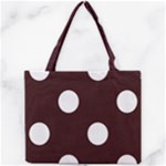 Polka Dots - White on Dark Sienna Brown Mini Tote Bag