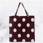 Polka Dots - White on Dark Sienna Brown Grocery Tote Bag
