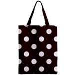 Polka Dots - White on Dark Sienna Brown Zipper Classic Tote Bag