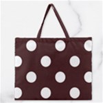Polka Dots - White on Dark Sienna Brown Zipper Large Tote Bag
