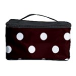 Polka Dots - White on Dark Sienna Brown Cosmetic Storage Case