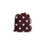 Polka Dots - White on Dark Sienna Brown Drawstring Pouch (XS)