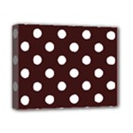 Polka Dots - White on Dark Sienna Brown Deluxe Canvas 14  x 11  (Stretched)