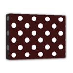 Polka Dots - White on Dark Sienna Brown Deluxe Canvas 16  x 12  (Stretched)