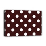 Polka Dots - White on Dark Sienna Brown Deluxe Canvas 18  x 12  (Stretched)
