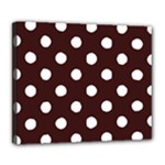 Polka Dots - White on Dark Sienna Brown Deluxe Canvas 24  x 20  (Stretched)