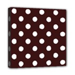 Polka Dots - White on Dark Sienna Brown Mini Canvas 8  x 8  (Stretched)