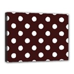 Polka Dots - White on Dark Sienna Brown Canvas 16  x 12  (Stretched)